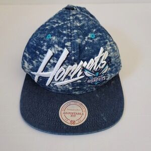 MITCHELL & NESS NBA Charlotte Hornets Snapback Hat Stonewashed Denim Cap OSFA